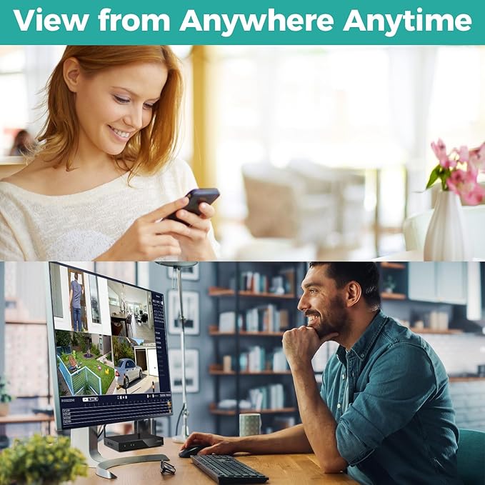 xmartO WiFi 6 Long Range Wire-Free Solar Home Security Camera System Wireless, 10-Set 4MP QHD CCTV Camera Kit with 4K 10CH Expandable WiFi NVR (Suitable for Indoors/Outdoors)