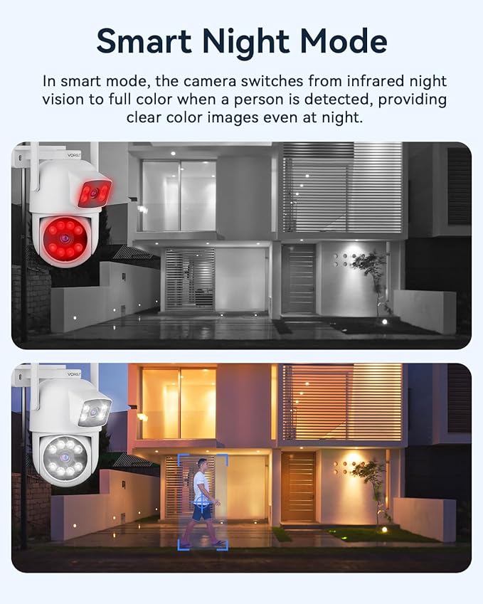 Security Camera Outdoor Wireless, Dual Lens 2K (3MP+3MP) 355° PTZ Home Security WiFi Camera Outside Surveillance Indoor, 2.4G WiFi, PIR Human Detection, Auto Tracking, Color Night Vision, White