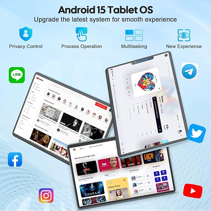 2026 11 inch Tablet, Android 15 Tablet with Keyboard, 24GB RAM+128GB ROM(2TB Expand), 8000mAh, Gemini AI, 2.4G/5G WiFi, BT5.0, GMS, Octa-core, 2 in 1 Tablets with Case, Mouse, Stylus(Black Case)
