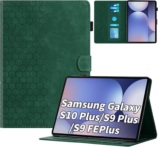 Case for Samsung Galaxy Tab S10 Plus 2024/ S9 FE Plus 5G 12.4 Inch 2023, Multi-Angle Viewing Smart Stand with Pocket Auto Wake/Sleep PU Leather Tablet Cases Flip Folio Cover Green