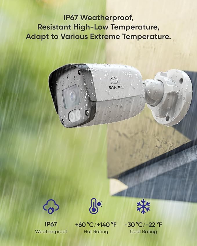 SANNCE 5MP PoE Security System, 8CH 6MP Surveillance NVR with 4PCS 5MP HD Weatherproof Bullet Cameras with H.265 Video Compression, Smart IR LED, APP Push Alert, Remote Access (NO HDD)