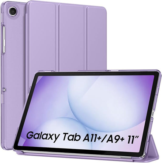 MoKo Case for Galaxy Tab A11+ Plus/A9+ 11-Inch 2025/2023, Slim Stand Protective Smart Cover with Hard PC Translucent Back Shell for Galaxy Tab A11+/A9 Plus Tablet, Auto Wake/Sleep, Lilac
