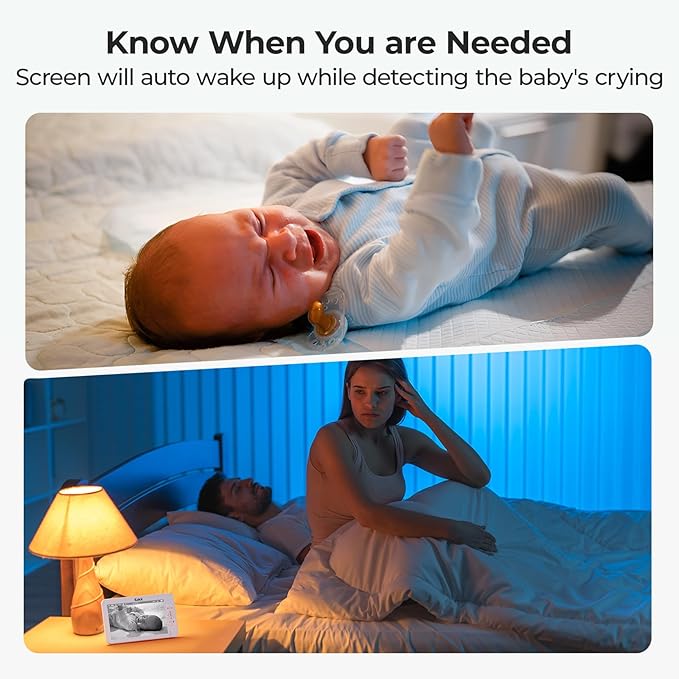 7" 1080P Full HD Split-Screen Baby Monitor,100 Hrs 5000mAh Battery Runs 4 Days with Flexible Bracket,No WiFi Baby Monitor with 2 FHD Cameras Hack-Proof,4X Zoom,2-Way Talk,Temp Alert/Lullabies/VOX