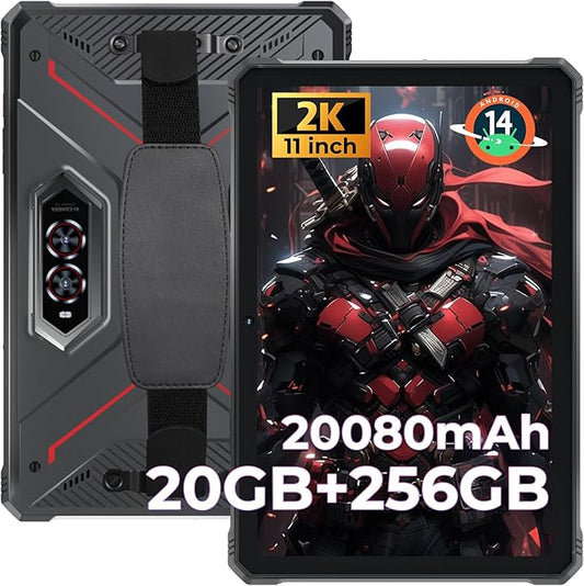 HOTWAV R9 Pro Rugged Tablet 2K 11 inch Android 14 Tablets - 20080mAh Waterproof Tablet 20GB+256GB/2TB TF Work Tablets, 64MP+16MP Camera Octa-Core IP68IP69K,4G Dual SIM/5G WiFi/Face ID/GPS/OTG