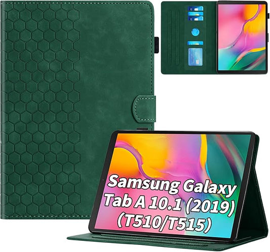 Case for Samsung Galaxy Tab A 10.1 2019 Model SM-T510/T515, Multi-Angle Viewing Smart Stand with Pocket PU Leather Tablet Cases Flip Folio Cover Green