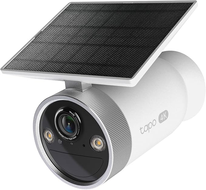 Tapo 4K Outdoor Battery Camera Wireless, Security Camera with Integrated Solar Panel, Person/Vehicle/Pet Detection, Works w/Alexa & Google Assistant, Color Night Vision, SD/Cloud Storage, C465
