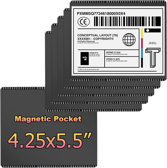Magnetic Card Tags Holder 4 1/4 X 5 1/2",1/4 Letter Size Magnet Sleeves for Invitation Information Cards 10PCS