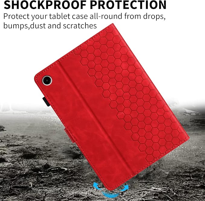 Case for Samsung Galaxy Tab A9 Plus/A9+ 5G 11 Inch 2023 Model (SM-X210/X216/X218), Multi-Angle Viewing Smart Stand with Pocket Auto Wake/Sleep PU Leather Tablet Cases Flip Folio Cover Red
