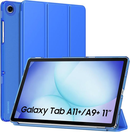MoKo Case for Galaxy Tab A11+ Plus/A9+ 11-Inch 2025/2023, Slim Stand Protective Smart Cover with Hard PC Translucent Back Shell for Galaxy Tab A11+/A9 Plus Tablet, Auto Wake/Sleep, Cobalt Blue