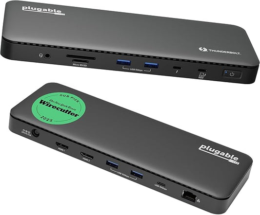Plugable Thunderbolt 4 Dock with 100W Charging, Thunderbolt Certified, Laptop Docking Station Dual Monitor Single 8K or Dual 4K HDMI for Windows and Mac, 4X USB, Gigabit Ethernet (TBT4-UD5)