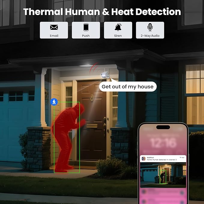 xmartO 2-Pack 100% Wire-Free 4MP HD Solar Security Camera Wireless for Home Surveillance (All-Weather Solar Charge, AI Motion Detection, Spot Light and Siren, SD, NVR & Cloud Storage)