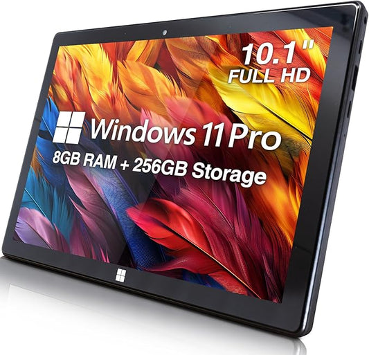 Fusion5 Built in USA 10.1” Windows 11 Professional Full HD Tablet PC - 8GB RAM 256GB SSD, Ultra Slim, Intel Quad-Core, 10 Inch Windows Tablet, USB, HDMI - 2 Year Full Warranty with Accidental Damage