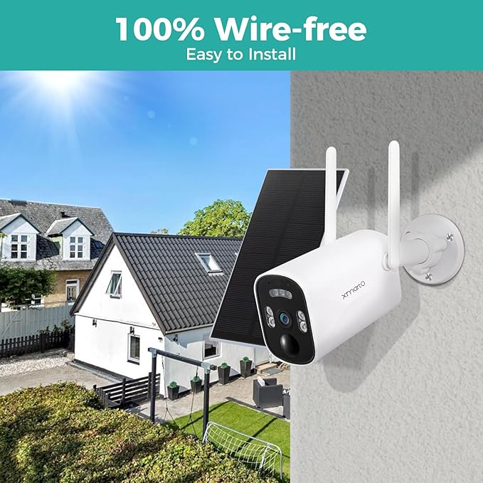 xmartO WiFi 6 Long Range Wire-Free Solar Home Security Camera System Wireless, 4-Set 4MP QHD CCTV Camera Kit with 4K 10CH Expandable WiFi NVR(Suitable for Indoors/Outdoors)