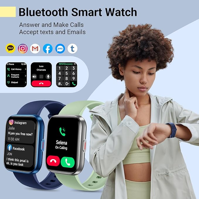 Smartwatch for Women/Men, Compatible with Android & iPhone, 1.8'' Fitness Tracker Watch with Alexa, Call & Notification Alerts, Heart Rate & Sleep Monitor, 120 Sports Modes, Waterproof Smart Watch