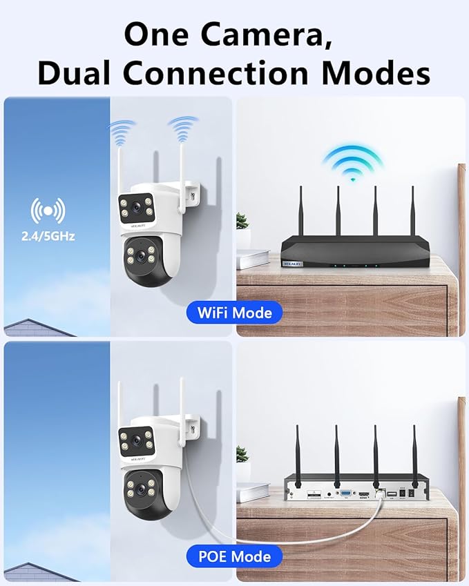 【2-Way Audio & 360° View】 4MP PTZ Security Cameras Wireless Outdoor, WiFi Home Security Camera System, Video Surveillance DVR Kits