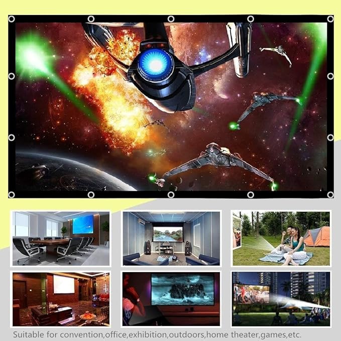 200 Inch Portable Projector Screen Outdoor, YF2009SZ 16:9 Foldable HD Large Thick Canvas Movie Screen for Home Theater Office Presentation Outside Camping Party