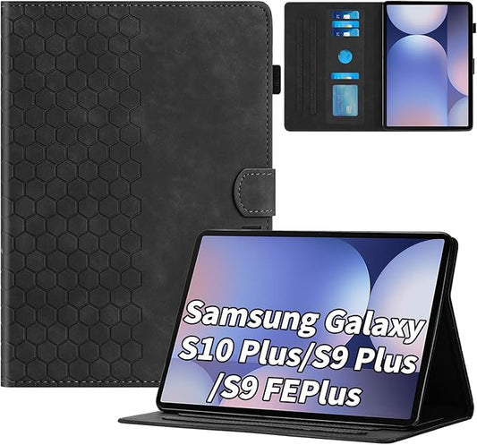 Case for Samsung Galaxy Tab S10 Plus 2024/ S9 FE Plus 5G 12.4 Inch 2023, Multi-Angle Viewing Smart Stand with Pocket Auto Wake/Sleep PU Leather Tablet Cases Flip Folio Cover Black