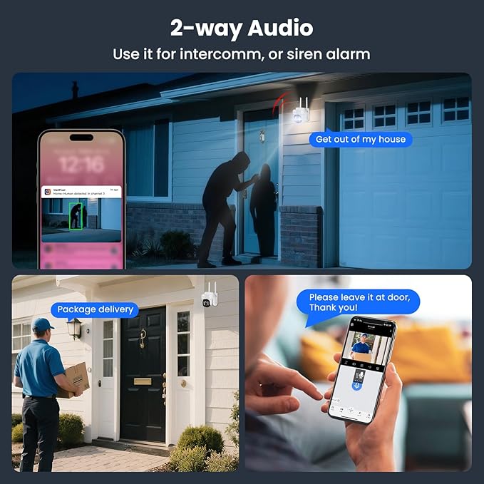 xmartO 16CH 14-Camera WiFi6 Security Camera System Wireless Outdoor/Indoor, 16CH 4K NVR with 4X 2K HD Dual Lens Cameras with Auto Tracking, 1TB HDD (Plug-in 24/7 Surveillance, Long Range WiFi)
