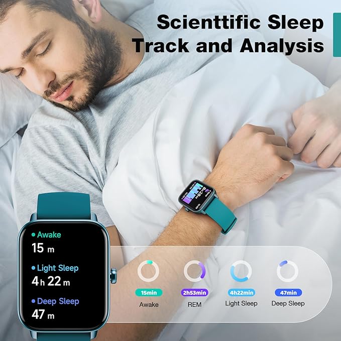Fitpolo Smart Watch for Men Women,1.8” Touchscreen, Bluetooth Call, Alexa Built-in,24/7 Heart Rate,SpO2 Monitor,Step Counting,Sleep Tracking, IP68 Waterproof Fitness Tracker Watch for Android iPhone