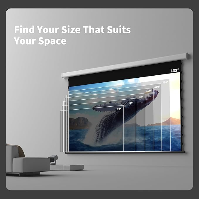 QuadraArc Motorized Drop Down Projector Screen 16:9 Gray Fabric, Wall & Ceiling Mount, Electric Pull Down Screen with Remote Control, Compatible with All Projectors 72"