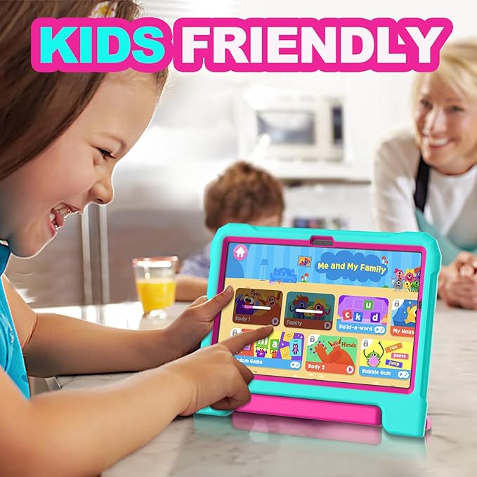 YIHE Kids Case for Samsung Galaxy Tab A11 Plus 2025 & A9 Plus 2023 11 Inch, Shockproof Handle Stand Cover with Built-in Screen Protector, Cyan&Pink