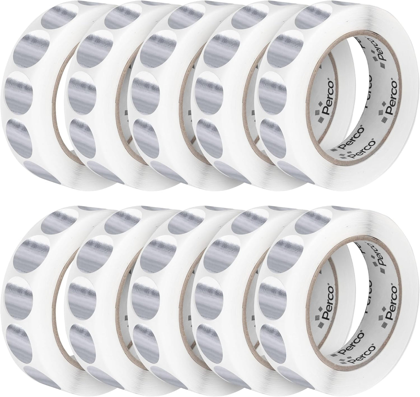 Perco Metallic Silver 1-Inch Perforated Circle Dot Sticker Labels â 10 Rolls, 10,000 Round Stickers â with Permanent Adhesive for Awards, Invitations, Events, Gift Packaging, Crafting â Made in USA