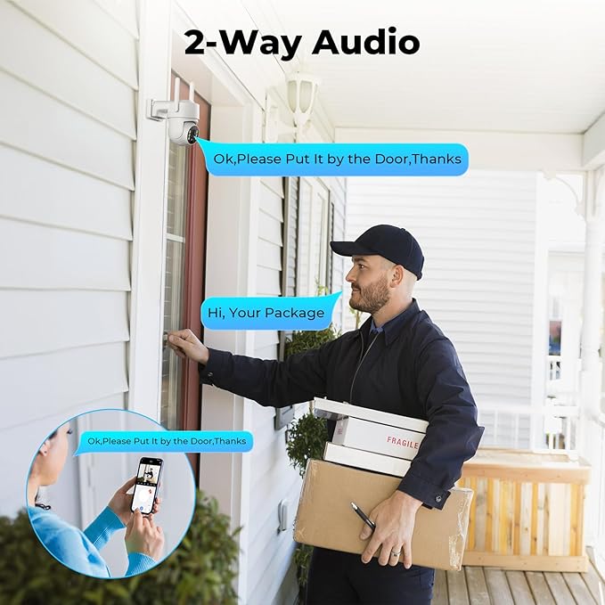 Camcamp Security Cameras Wireless Outdoor, Solar Powered Wireless Security Camera System, 2K PTZ, Color Night Vision, PIR Motion Detection, App Alert, 2-Way Talk, IP66 Waterproof