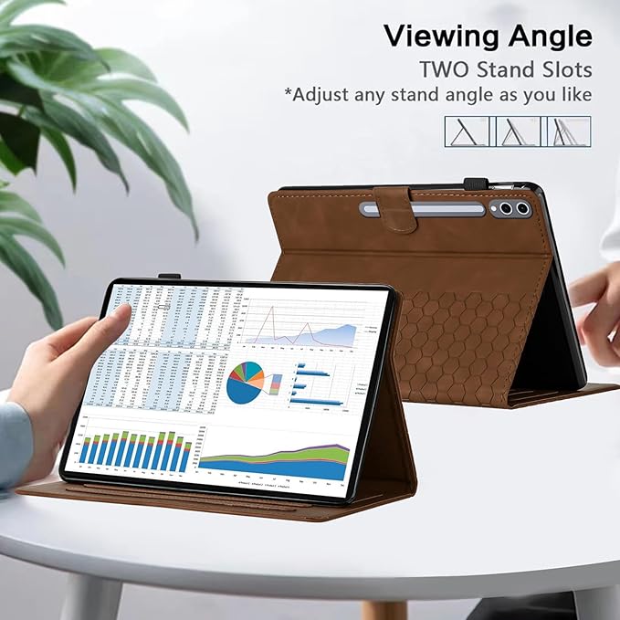 Case for Samsung Galaxy Tab S10 Plus 2024/ S9 FE Plus 5G 12.4 Inch 2023, Multi-Angle Viewing Smart Stand with Pocket Auto Wake/Sleep PU Leather Tablet Cases Flip Folio Cover Brown