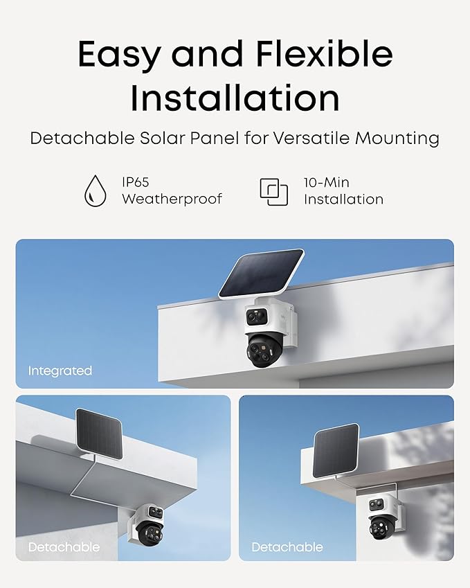 eufy Security eufyCam S4 4-Cam Kit, Solar Security Camera Wireless Outdoor, Triple Lens Bullet-PTZ Cam, 4K UHD, 360° Pan and Tilt, Auto Track, 8× Hybrid Zoom, Color Night Vision, Expandable Storage