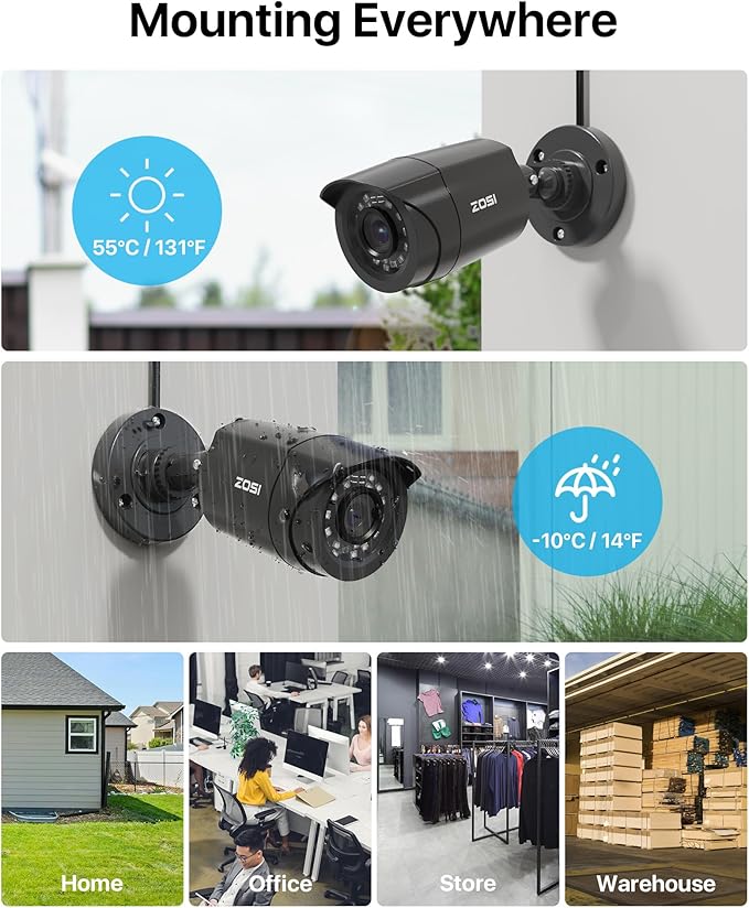 ZOSI 3K Lite 16 Channel Security Camera System Outdoor,AI Human Vehicle Detection,Night Vision,12pcs 2MP Weatherproof Surveillance Camera,H.265+ 16CH 1080P CCTV DVR with 2TB HDD for 24/7 Recording