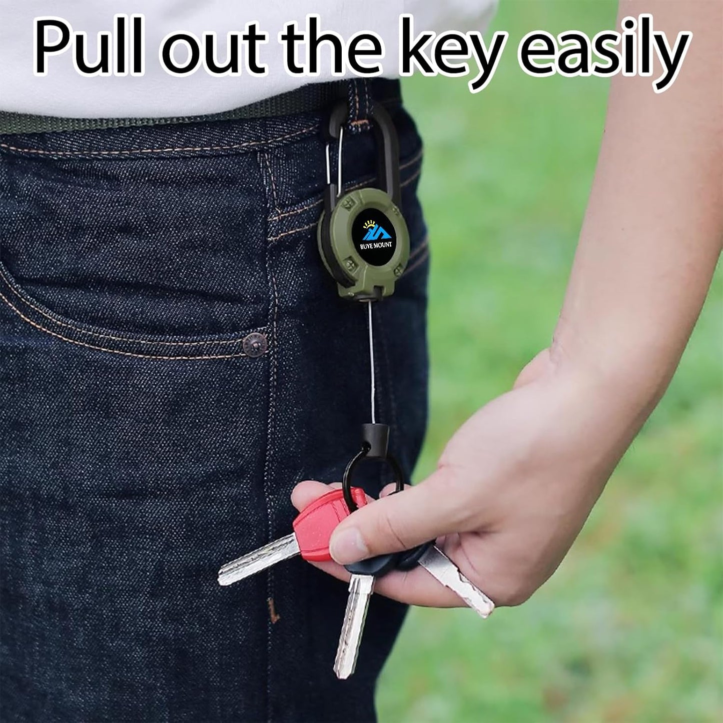 Retractable Keychain Heavy Duty 2Pack, Multitool Carabiner Badge Holder, Retractable Keychain Clip Id Holder, Upgraded 58cm Stainless Steel Cord Black