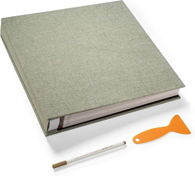 Super Large Photo Album Self Adhesive Scrapbook Album for 4Ã6 5Ã7 8Ã10 10Ã12 or Bigger Pictures DIY Magnetic Linen Cover Album 80Sheets/160Pages DIY Photo Album(Grass Green)