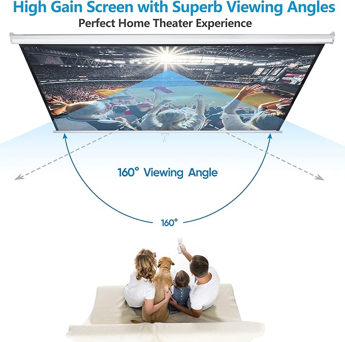 SUPER DEAL 100'' 16:9 HD Projection Screen Foldable Anti-Crease Portable Projector Movie Screen Manual Pull Down for Home Theater Presentation Education Outdoor Indoor Public Display, White