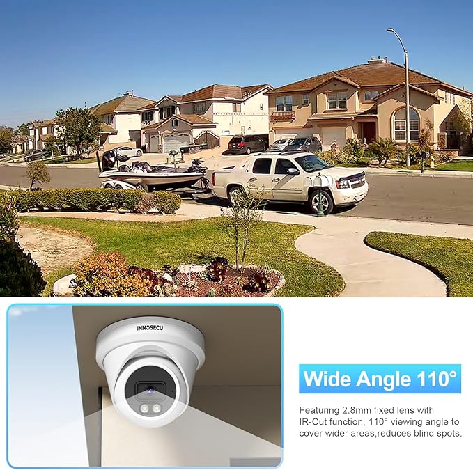 8MP Turret PoE Camera Outdoor, Smart Dual Light AI IP Security Camera, Color Night Vision, Built-in Mic, 2.8mm Lens Wide Angle 110°, Face Detection, Human Vehicle Detection, IND8BD97S
