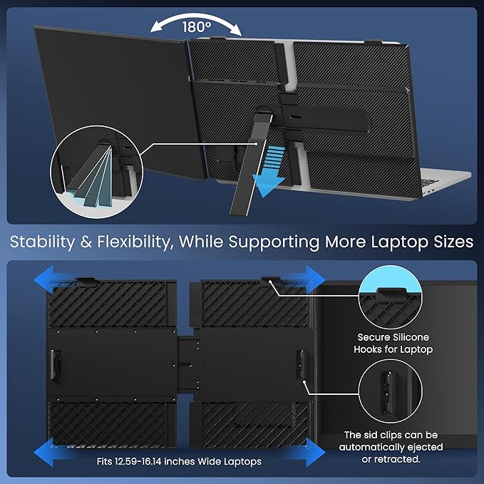 Laptop Screen Extender, Ultra-Thin 15.3" FHD 1200P 16:10 Portable Monitor for Laptop, Lightweight Dual Monitor Extender Plug & Play for 14"-17.3" Laptops, Compatible with Wins/Mac/Chrome/Linux