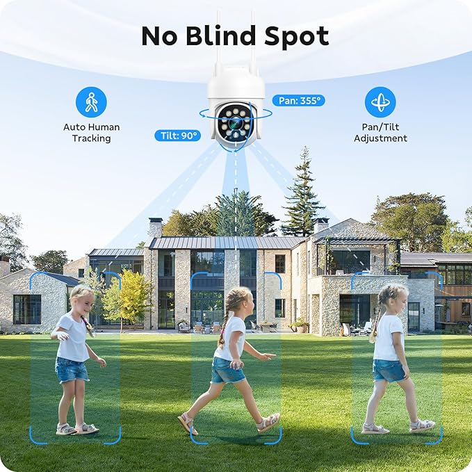 Wireless Security Camera System, CAMCAMP 24/7 Recording Security Cameras Wireless Outdoor 16CH NVR PTZ 2.4G& 5G WiFi 4K Smarting Night Vision Auto Human Tracking CCTV Surveillance Kit(8)