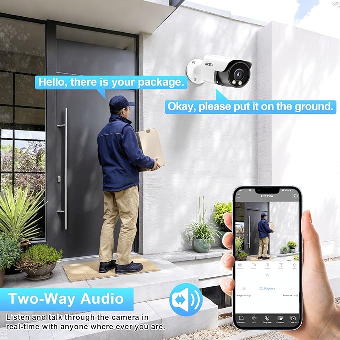 UltraHD 12MP IP PoE Camera, Outdoor Bullet Security Camera, Waterproof IP67, 4mm Fixed Lens, Smart Dual Light Color Night Vision, Two Way Audio, Human and Vehicle Detection, INB12LD37Y