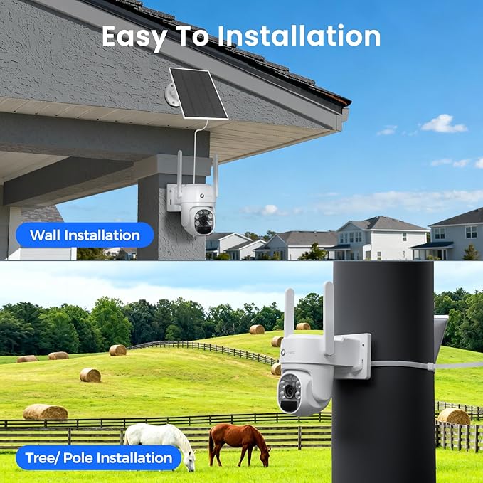 xmartO 100% Wire-Free Solar PTZ Home Security Camera System Wireless, 8-Set 2K 4MP QHD CCTV Camera Kit with 4K 10CH Expandable WiFi NVR and Past 90-Day Video Storage, All-Weather Solar Charge