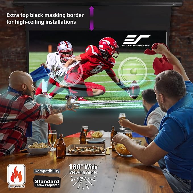 Elite Screens Saker Tab-Tension AcousticPro UHD Series, 100-INCH Diagonal 16:9, 4K/8K Ultra HD Electric Sound Transparent Perforated Weave Drop Down Front Projector Screen, SKT100UH2-E24-AUHD