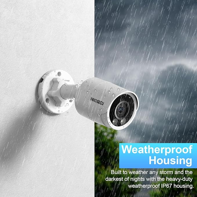 PoE Camera 4MP, Outdoor IP67 Bullet Security IP Camera, Smart Dual Light Full Color Night Vision, Built-in Mic, 2.8m Lens 110° Angle Viewing, Human/Vehicle Detection, INB4FD38F (White)