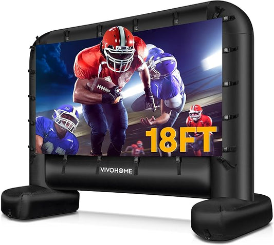 VIVOHOME 18 FT Inflatable Projector Screen for Outside, Blow Up Movie Screen Outdoor Use, Mega Large TV Screen with Carry Bag for Backyard, Tube Leg Support