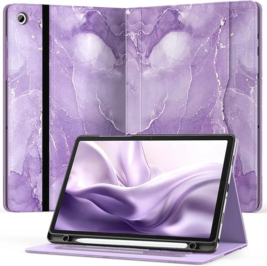 OKP Case for Samsug Galaxy Tab A9+ Plus 11 inch 2024(SM-X210/X216/X218), PU Leather Folio Cover with Multi-Angle Stand//Pen Holder, Auto Wake/Sleep Case for Galaxy A9+ 11" Tablet (Marble Purple)