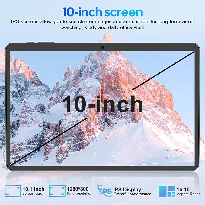 Android 15 tablet with keyboard, 26GB RAM+256GB ROM(2TB Expand), 10 inch tablet with 8000mAh Battery, 2.4G/5G WiFi, BT 5.0, 5MP+13MP Dual Camera, Gemini AI, Octa-core, Mouse, Stylus, Case(Black Case)