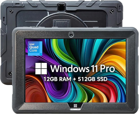 Fusion5 10.1" Windows 11 Full HD Rugged Tablet PC - Intel 13th Gen - FWIN232 PRO N5 Ultra Slim Windows Tablet Computer - 8GB RAM, 512GB SSD, 10 Inch, 5G WiFi, HD Webcam, Micro HDMI, Expandable Storage