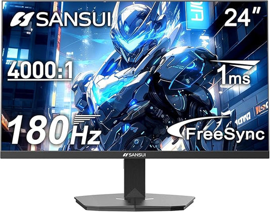 SANSUI 24 Inch Gaming Monitor 180Hz, DP 1.4 & HDMI 2.0 Ports High Refresh Rate Computer Monitor, Racing FPS RTS Modes, 1ms Response Time 110% sRGB (ES-G24F4, HDMI Cable Included)