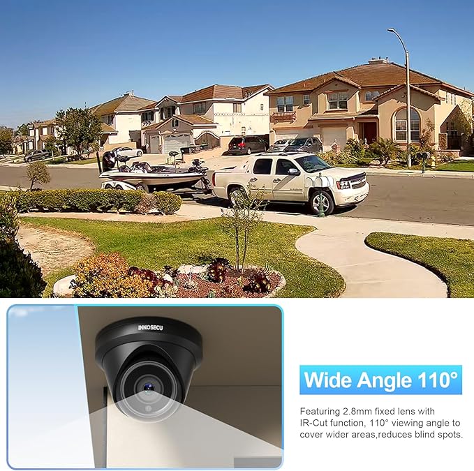 4MP PoE Camera, Wired IP Security Dome Surveillance Camera, Outdoor Waterproof IP67, IR Night Vision, Built-in Mic, 2.8mm Lens Wide Angle 110°, Human/Vehicle Detection, IND4FR93A-B (Black)