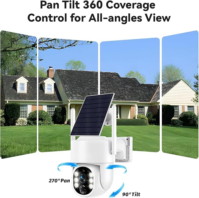 Solar Security Cameras Wireless Outdoor, 5G/2.4GHz WiFi Outdoor Security Camera for Home Security, Solar Powered Security Camera, Human Detection, Color Night Vision 1-Pack