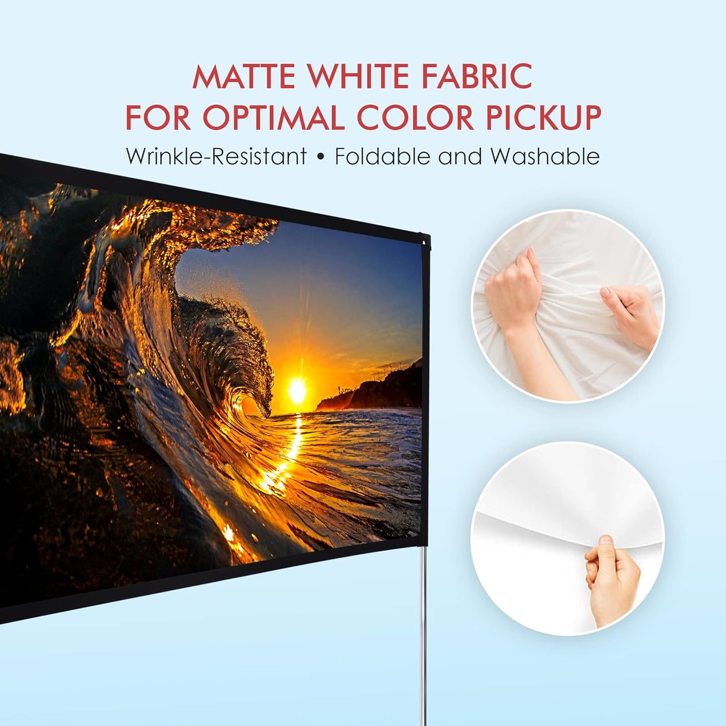 Pyle Projector Screen with Stand - 100" 16:9 HD 4K Portable Lightweight Freestanding Foldable Indoor Outdoor Movie Projection Display with Frame for Home Theater