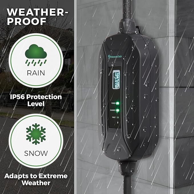 PRIMECOM Level 2 Electric Vehicle (EV) Charger (220V / 240Volt, 16Amp) Portable EVSE Smart Electric Car Charger, 30', 40', and 50 Feet Lengths (NEMA L14-30P, 30 Feet)