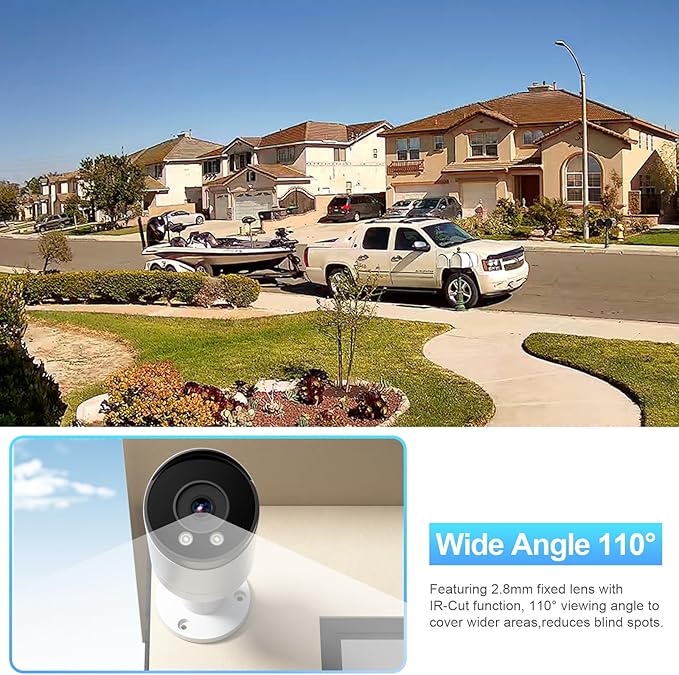 4MP PoE Camera with 2.8mm Lens 110° Wide Angle Viewing, Outdoor Security IP Bullet Camera, Waterproof IP67, 100ft Night Vision, Built-in Mic/Audio, Human/Vehicle Detection, INB4FR49E